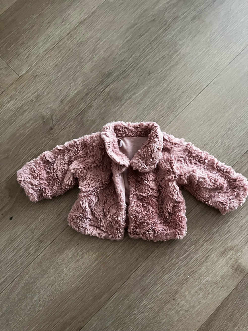 Kids Plush Faux Fur Jacket - Dusty Rose